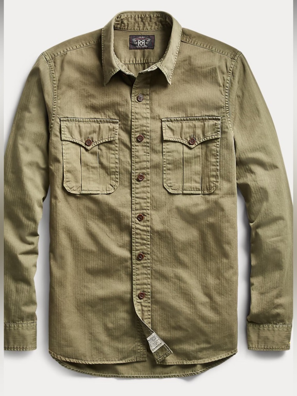 Ralph Lauren Double RL Olive Green Casual Button-Down Shirt